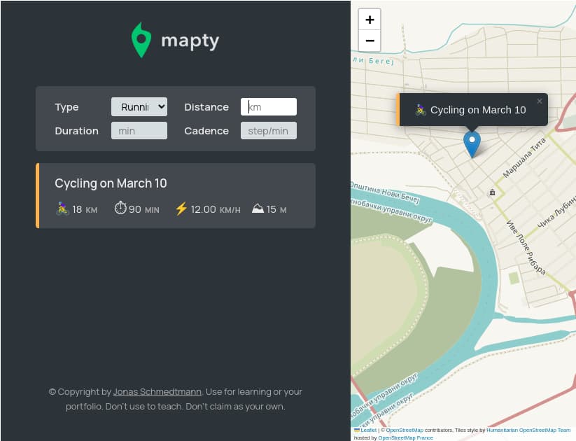 Mapty project preview