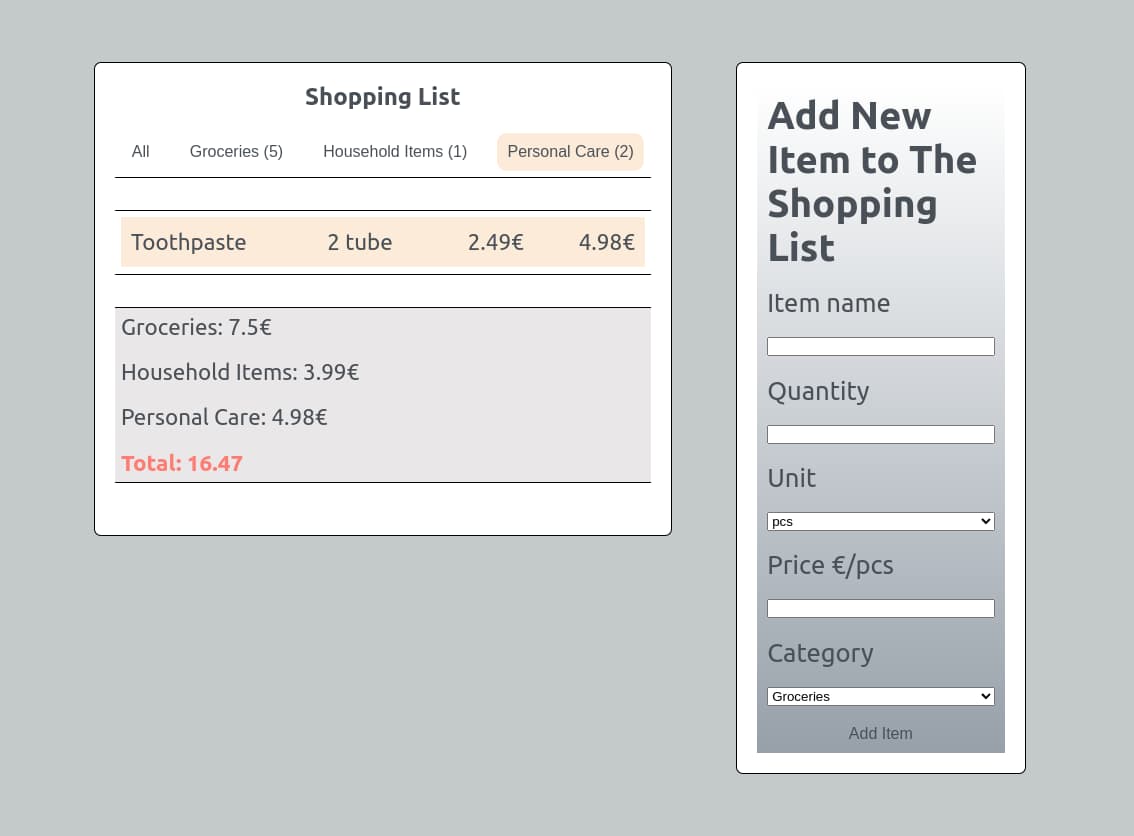 Shopping lsit project preview
